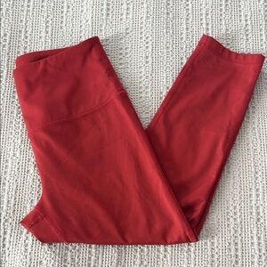 Red High-Waisted Athletic Capri Leggings